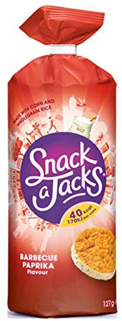 Gaufre au riz BBQ | Snack A Jacks | Galettes de riz BBQ Paprika | Poids total 127 grammes