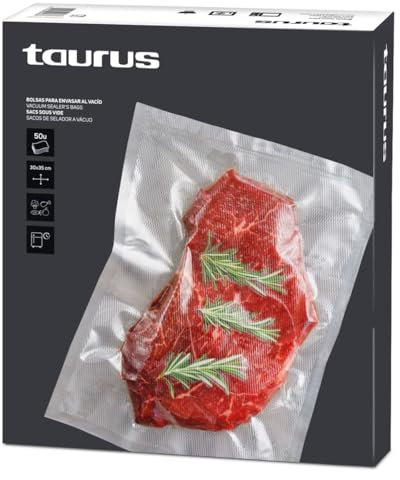 Taurus 999259000 - Pack de bolsas para envasar al vacío 30x35 cm, 50 unidades, Sous-vide, para la conservación de alimentos