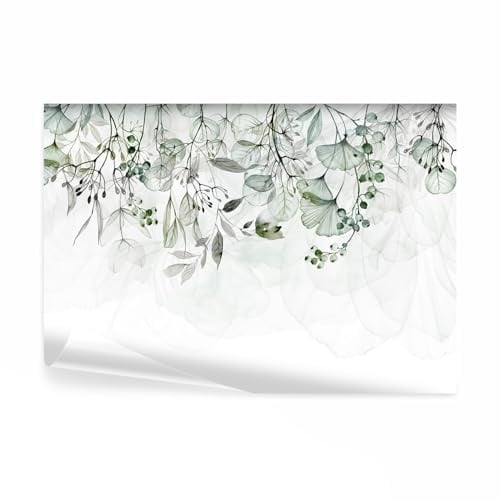 decomonkey Fototapete Pflanzen, 350x256 cm, XL, Blätter Grün, Vlies, Tapete | Schlafzimmer, Wohnzimmer, Fototapeten, Tapeten, Vliestapete, Wandtapete, moderne, Wandbild, Wand