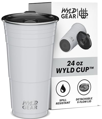 WYLD GEAR Wyld Cup – Edelstahl vakuumisoliert Becher Party Becher mit Deckel – 680 ml weiß
