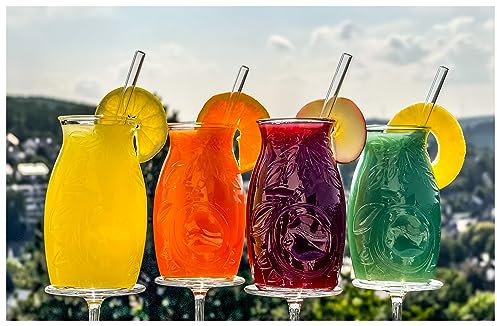 Topkapi Tiki Becher Morita – 13-tlg Tiki-Set Morita Cocktailgläser Cocktailbecher und Glashalm, Tiki Bar Serie, 500 ml, XL, Für 6 Personen
