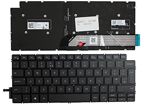 Power4Laptops Vereinigtes Königreich Hinterleuchtet Grau kompatible Ersatz Tastatur kompatibel mit Dell Inspiron 13 7391