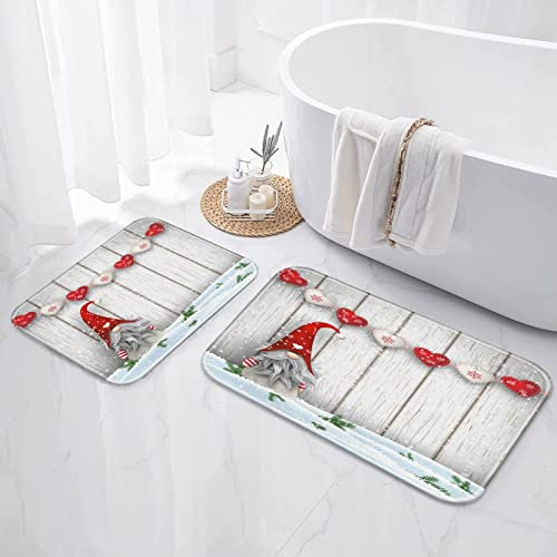 ArtSocket Badezimmerteppiche und -matten, 2-teiliges Set, Badezimmerteppich, rutschfest, Tomte Vorderseite, grau, saugfähig, Mikrofaser, Memory-Schaum, maschinenwaschbar, Badezimmer-Fußmatten