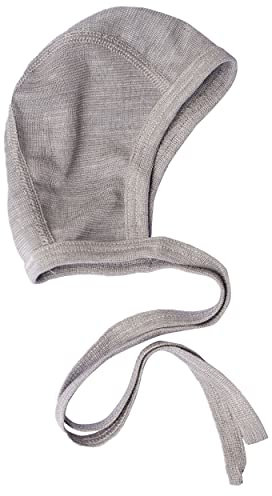 Cosilana Baby Häubchen aus 70% Wolle und 30% Seide (Grau Melange, 50-56)