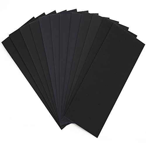 12 Pieces Wet and Dry Sandpaper, Assortment 600 800 1000 1200 1500 2000 High Grit Sandpaper, 22.86x9.14cm Fine Abrasive Paper Assortment, Ideal for Automotive Car Furniture Polishing