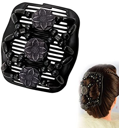 Pince A Cheveux Magique, Peigne Magique Cheveux, Peigne Extensible, Magic Hair Comb, Clip Peigne, Barettes Cheveux Femme, Peigne De Cheveux Extensible Magique, Peigne Extensible Cheveux, Noir