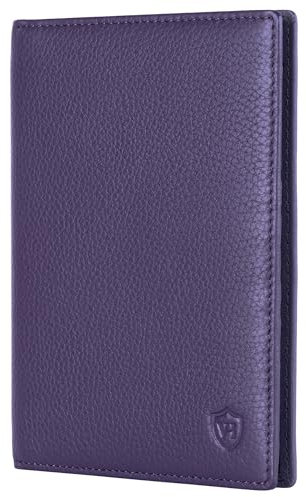 VON HEESEN® Reisepasshülle Leder Etui mit RFID-Schutz - Passhülle Passport Reisepass Mappe Hülle Organizer - Reiseorganizer für Damen & Herren (Violet)