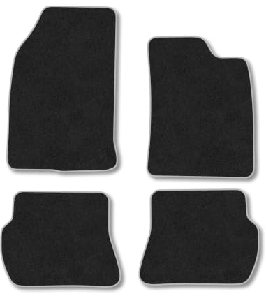 Fits Ford Fiesta (2002-2008) Carpet Car Mats | Grey Edge Trim Tailored Fit Floor Mats Full Coverage Protection Accessories Easy Clean Anti Slip Made in the UK