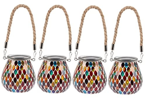 LABRIMP 4stücke Solar Laterne Mosaik Für Außenbereich Wasserdichte Solarlampe Dekorative Gartenleuchte Für Rasen Und Balkon Als Für Familie Und Freunde