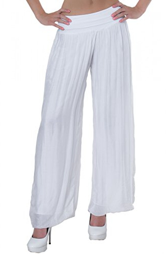 Caspar KHS010 Damen Elegante Lange Marlene Hose Hosenrock mit Seidenanteil und hohem Stretch Bund