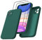 Coque pour iPhone 11(2019) 6,1” avec 2 Pièces Protection écran en Verre Trempé,Silicone Liquide Anti-Choc Étui Housse Doublure en Microfibre Douce Anti-Rayures Bumper Case pour iPhone11,Vert Foncé