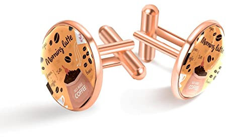 Boutons de manchette personnalisés pour mariage, business, smoking, vintage, café, latte, cuillère, 20mm*20mm, Acier inoxydable, Quartz synthétique