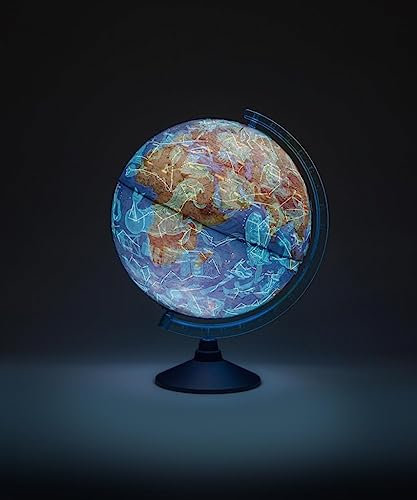 Exerz 25 cm Relief AR Globus beleuchtetes kabelloses LED-Licht – physische Karte (Tag) – Consellation Globe (Nacht) – Augmented Reality App iOS – beleuchteter Globus
