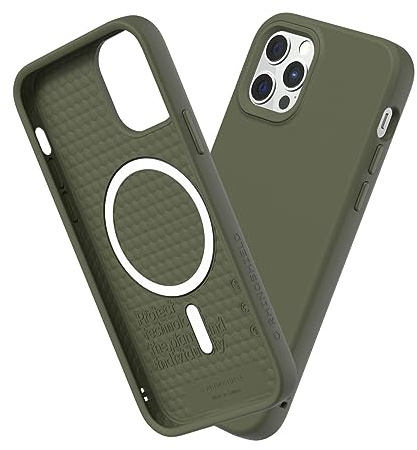 RhinoShield Case kompatibel mit [iPhone 12 Pro Max] | SolidSuit - MagSafe-kompatibel -Stoßdämpfende & schlanke Schutzhülle mit Premium Finish - 3.5 Meter Fallschutz - Algengrün