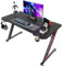 Homall 120 x 60 cm Scrivania Gaming Ergonomica, Tavolo con Piano del Tavolo in Fibra di Carbonio, Tavolo Gaming con Ganci per Cuffie, Nero