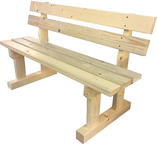 TOTAL WOOD 2012 Gartenbank Holz Parkbank Massivholz Rückenlehne | Balkonbank für 2 bis 3 Personen | Sitzbank 320 kg belastbar | Holzbank Gartenmöbel für Balkon, Terrasse & Garten (150 cm)