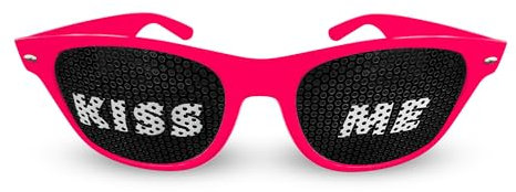 KISS ME Brille | Partybrille | Spaßbrille | Atzenbrille | Lustige Brille | Spassbrille | Party Zubehör für Partys, Clubs & Malle
