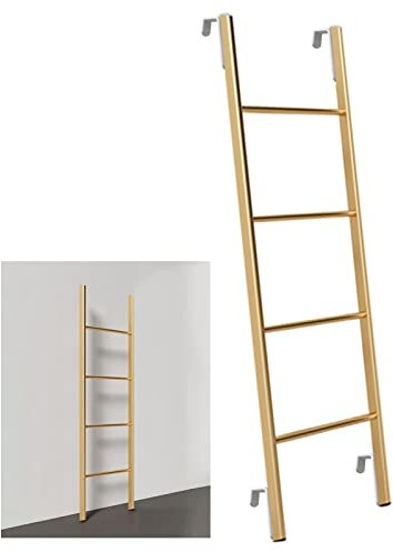 Etagenbett-Leiter, Etagenbett-Treppe/Leiter (zum Einhängen) – tragbare Metall-Hänge-RV-Leiter 45 Zoll/50 Zoll/55 Zoll/59 Zoll, Bett-Ersatzzubehör, ergonomische Sprossenleiter (Farbe: Gold, G