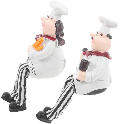 Cabilock 2stücke Teiliges Resin Küchenchef Ornament Niedliche Koch Statue Für Kreative Wohnungsdekoration Dekofigur Für Küchentheken Geeignet