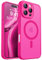 CANSHN Cover Magnetica per iPhone 16 Pro(6,3 Pollici), Compatibile con MagSafe, [Protezione Completa Della Fotocamera], Custodia Traslucida Opaca Protettiva Sottile Antiurto, Rosa Calda