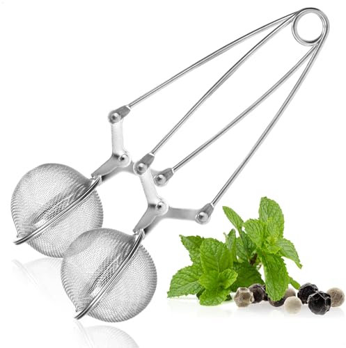 Wilhelm Sell® Colador de té 2x de acero inoxidable - Infusor de té en forma de bola - Pinzas coladoras fáciles de limpiar para té suelto, especias y hierbas - Filtro de té de malla fina (2 piezas)