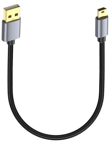 JSADZKJ Mini cable de datos USB, USB A 2.0 a USB Mini Cable USB Mini B de nylon trenzado cable de carga, compatible con MP3 Player Cámara GPS Receptor Micrófono 10Ft/3M (1Ft/30CM)