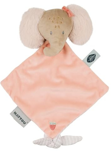 Nattou Mini-Schnuffeltuch aus Polyester, Elefant, Für Neugeborene und Frühchen, Ca. 19 cm, Flo, Oli & Ernest, Oli Pink