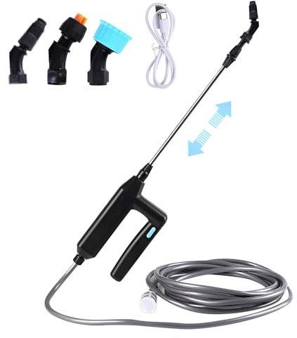 YANGUN Battery Powered Sprayer, Electric Garden Sprayer with Telescopic Wand, 5M Hose, 3 Nozzles, for Garden Yard Lawn Weeds (Style-1)
