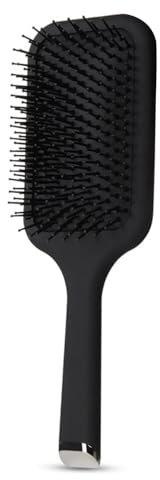 Paddle Brush Boar Bristle Brush Women Black Brush Paddle Long Thick Curly Wavy Dry Frizzy Spa Travel Bag Salon Home Men Wet Soft Bristle Plastic (1 Count)