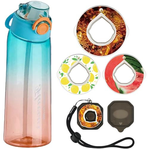Alpha Fit Borraccia aromatizzata, compatibile con Air Up, 900 ml, a prova di perdite, senza BPA, con 3 capsule aromatiche, infrangibile e lavabile in lavastoviglie (blu pacifico)