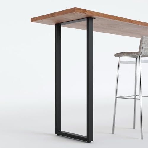 Homtone 2er-Set Metall Tischbeine Schwarz für Hochtische – Robustes DIY Tischgestell aus Kohlenstoffstahl für Bartisch, Frühstückstisch, Stehtisch (H91xW35cm-Square)
