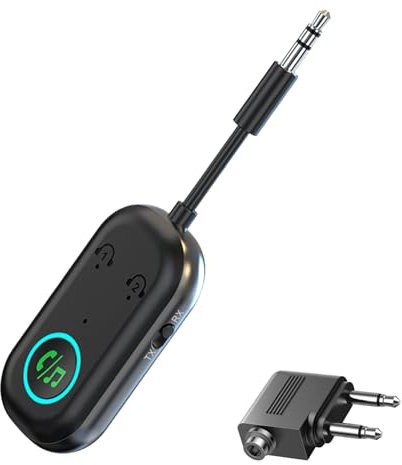 AZTCLIGHT Bluetooth 5.3 Adapter Transmitter, 2025 Neueste Bluetooth Sender Empfänger Unterstützt 2 AirPods Low Latency, [2 in 1] 3,5mm AUX Klinke Transmitter Sender für TV, Handy, Kopfhörer, Auto,