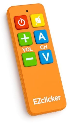 EZclicker TV Remote for Seniors, Extra Simple Big Button Remote (Orange) Works with Major TV Brands, NOT for Streaming (2xAAA Batteries Not Included)