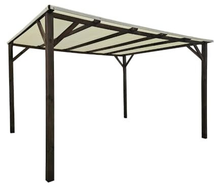 Pérgola de madera 3 x 4 Nube con cobertura de sombra, color nogal, madera impregnada en Autoclave