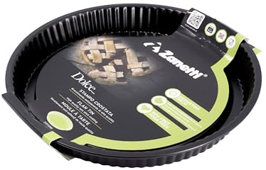 Zanetti, Stampo Crostata Diametro 28 cm, Altezza 3.5 cm, Teglia Crostata in Carbon Steel, Rivestimento Antiaderente, Colore Nero, Spessore 0,4 mm