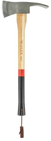 ADLER Pulaski Feuerwehr-Axt aus C60 Stahl – Kombi-Hacke mit geradem Holzstiel (60 cm / 70 cm) – 2-in-1 Axt und Hacke für Holzarbeiten, Garten, Camp & Trail (rot/schwarz, 60 cm)