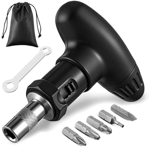 Gulfmew Multi Bit Ratchet Snowboard Screwdriver for Adjusting Bindings, Snowboard Multitool, Compact and Pocket Friendly(Black)