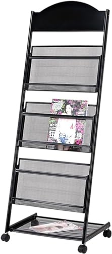 VUIKLCty Porte-revues sur Pied, Porte-journaux, Organisateur de Livres, Porte-journaux d'information Mobile avec roulettes