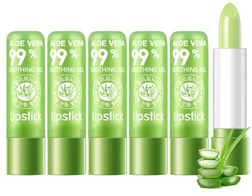 6 Stück Aloe Vera Lippenpflege, Aloe Vera Lippenstift, Magic Temperature Farbwechsel Lippenbalsam, Verfärbung Lipstick, Tief Feuchtigkeitsspendend, Wasserfest & Anti-Rissbildung