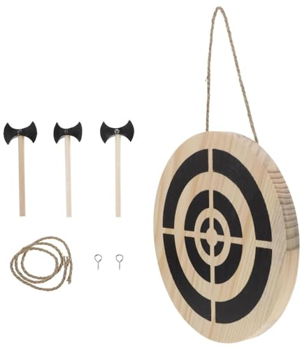 Wooden Axe Throwing Target & Dart Board – Indoor Throwing Game Set with 3 Safe Hatchets, Improve Hand-Eye Coordination, Perfect for Game Room, Dorm, Parties & Wall Décor
