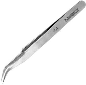 Modelcraft Extra Fine Curved Stainless Steel Tweezers, Silver