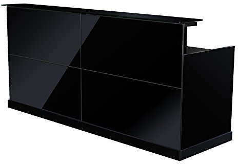 Jet-Line | Büromöbel | Empfangstheke | Rezeption | Empfangstresen Modell Zürs | schwarz | Glafront | Hochglanz | Design Büro | für 2 Arbeitsplätze | Empfangsmöbel | Kanzlei | Praxis | Büro|