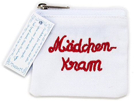 Ringelsuse Tampontäschchen/Tamponbeutel/Aufbewahrung Tampons Mädchenkram 7 x 7 cm Weiß Rote Stickerei Baumwolle Faire Herstellung