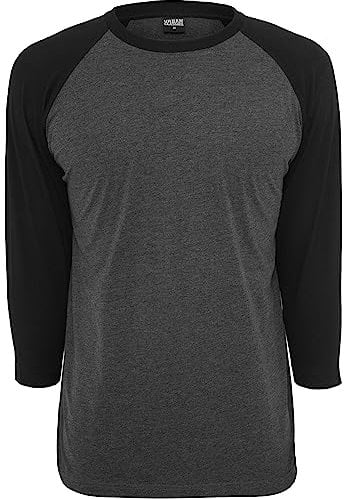 Urban Classics Herren Contrast 3/4 Sleeve Raglan Tee T Shirt, Cha/Blk, L EU