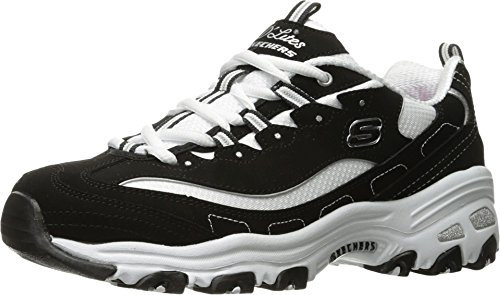Skechers Women's D'lites biggest Fan Fashion Sneaker, Black White, 4 UK Wide