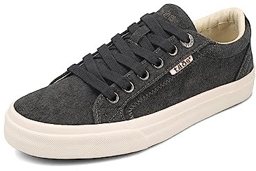 Taos Plim Soul Damen-Sneaker-stilvoller Plateau-Sneaker mit Kurven & Pods herausnehmbares Fußbett, Fußgewölbeunterstützung, klassisches Design für alltägliche Mode, ganztägigen Komfort, Dunkelgrauer