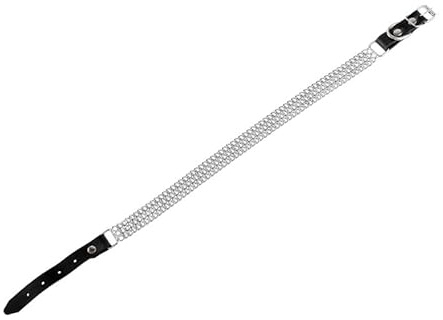 Kacperek - Kettenhalsband Hund - Hundehalsband aus Metall und Leder - Starker Halsband für Hunde - Verstellbare Größe 52-60cm - Dreifachkette