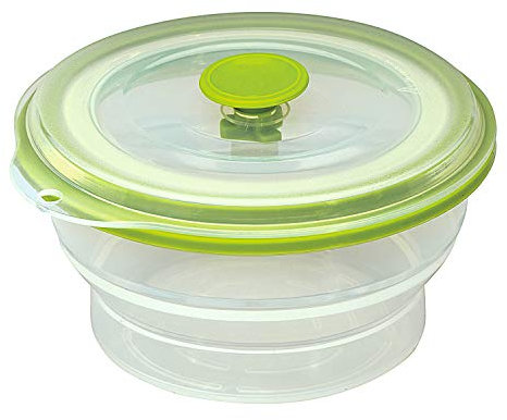 Flexline Faltbare Frischhaltedose, 100% reines, sicheres Premium-Silikon (inkl. Deckel), 0,4 Liter, Aufbewahrungsbox mit Deckel, Stabiles Mikrowellengeschirr mit Ventil, Backofenfest bis 230°C