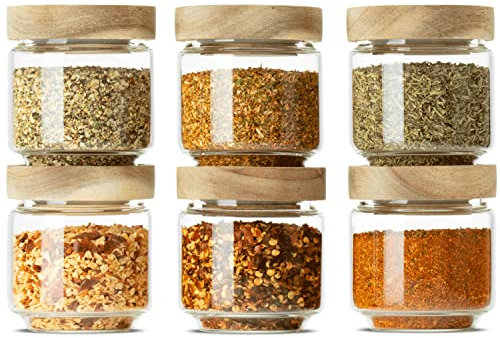 Econovo® Gewürzgläser Set mit Deckel 150ml (6-teilig) aus Borosilikatglas, Gewürzdosen Vorratsglas luftdicht, Vorratsdosen Glas-Behälter Set für Gewürze und Lebensmittel