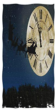 MNSRUU Weihnachtsmann auf Schlitten mit REH, weiches Badetuch, Hotel- und Spa-Handtuch, 76 x 38 cm
